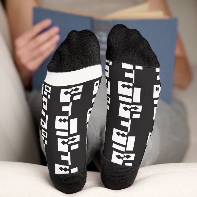 Symmetrical white geometric design with crisp, cle socks (Bottom)
