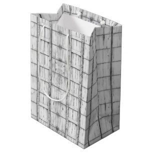Symmetrical Whitewashed Wood Pattern Medium Gift Bag