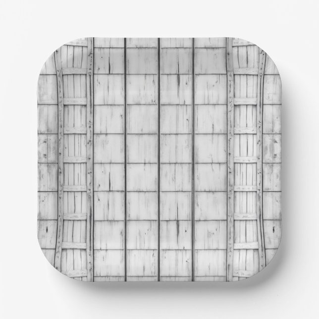Symmetrical Whitewashed Wood Pattern Paper Plate (Front)