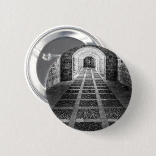 Symmetry in black and white 6 cm round badge