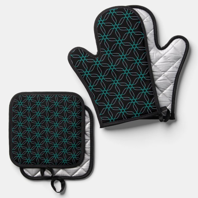 Symmetry in Motion Oven Mitt & Pot Holder Set (Front/Back)