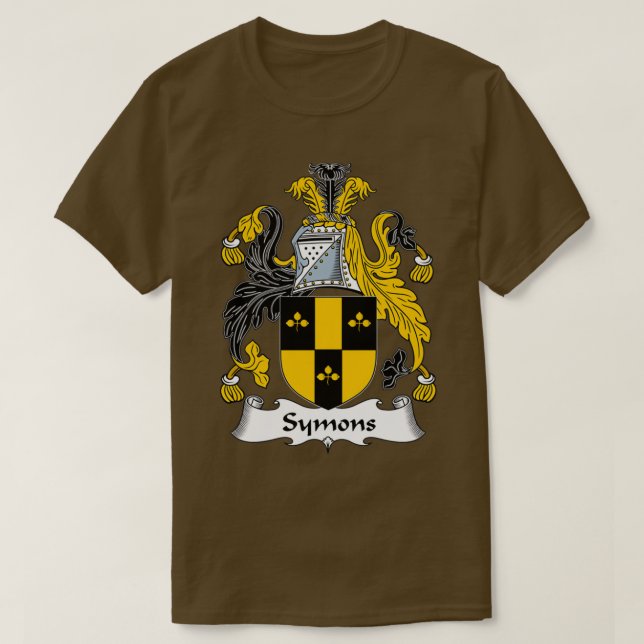 Symons Coat of Arms Family Crest  T-Shirt (Design Front)