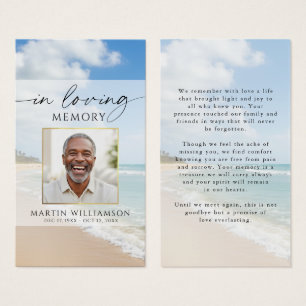 Sympathy Beach In Loving Memory Photo Prayer Card