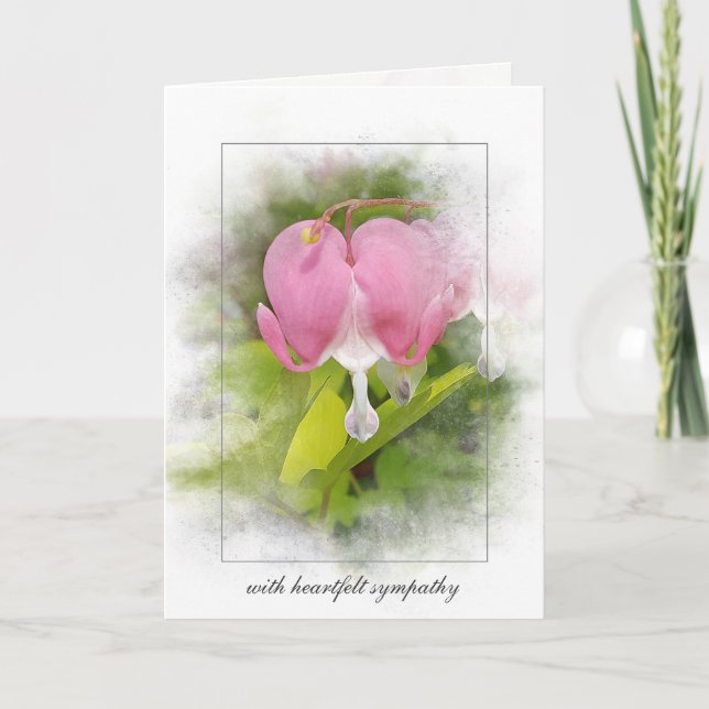 Sympathy Bleeding Heart Blossom Card (Front)