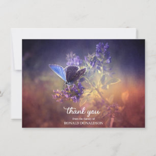Sympathy Blue Butterfly Flower THANK YOU PHOTO Card