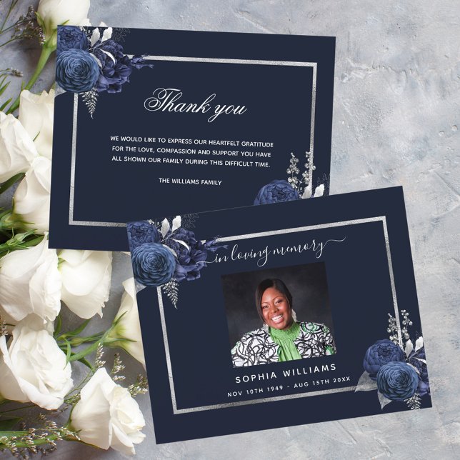 sympathy blue floral silver budget thank you photo (Creator Uploaded)
