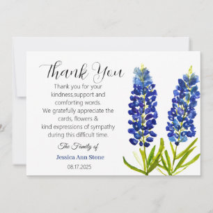 Sympathy Bluebonnets Funeral Death Thank you  Invitation