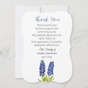 Sympathy Bluebonnets Funeral Death Thank you Invitation