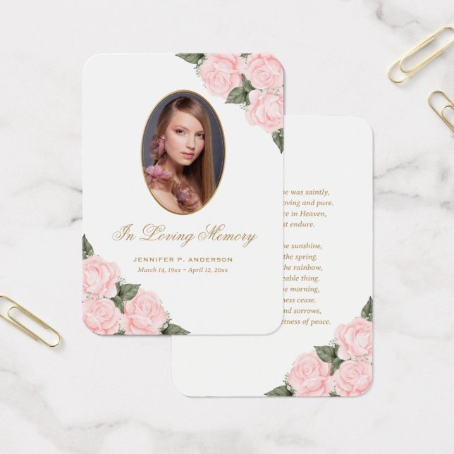 Sympathy Blush Pink Rose Prayer Card (Office)