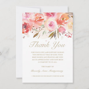 Sympathy Blush Pink Watercolor Floral Thank You