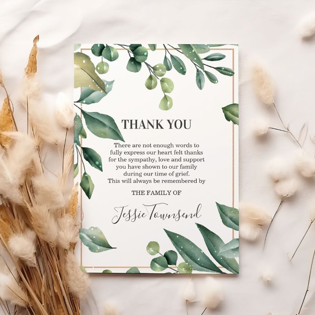 Sympathy Botanical Watercolor Photo Thank You Card (Creator Uploaded)