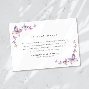 Sympathy Butterflies Funeral  Thank You Card
