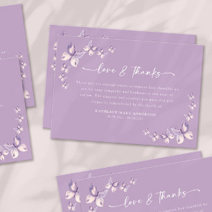 Sympathy Butterflies Funeral  Thank You Card