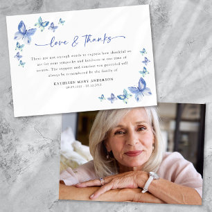 Sympathy Butterflies Photo Funeral Thank You Card