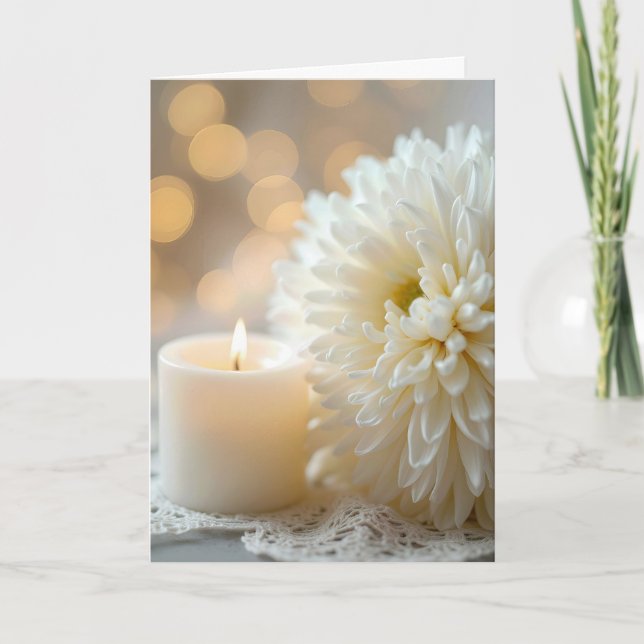 Sympathy Candle and Chrysanthemum  Card (Front)