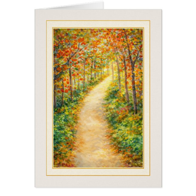 Sympathy Card Autumn Forest Path (Front)