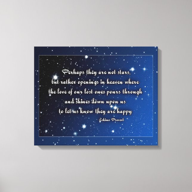 Sympathy card Eskimo proverb - stars Canvas Print (Front)