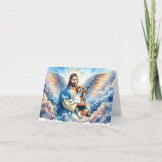 Sympathy Card for Dog Loss-Jesus with Beagle