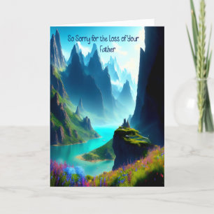 Sympathy Card for Father Steep Mountains & Sea