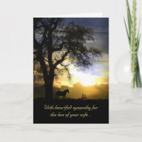Sympathy Card for Loss of Wife Sunset & Horse