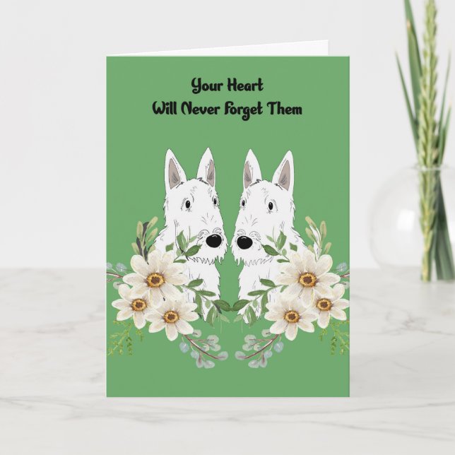 Sympathy Card for Two White Scotties (Front)