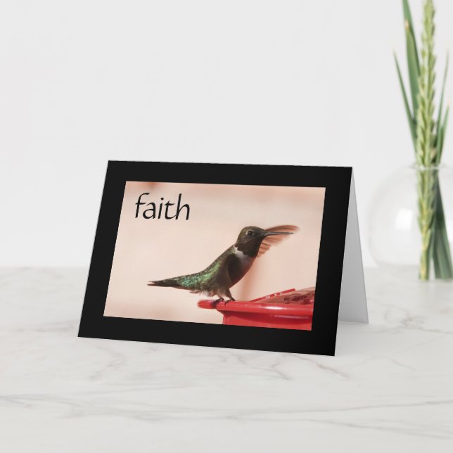 Sympathy Card: Hummingbird w verse on Faith Card (Front)