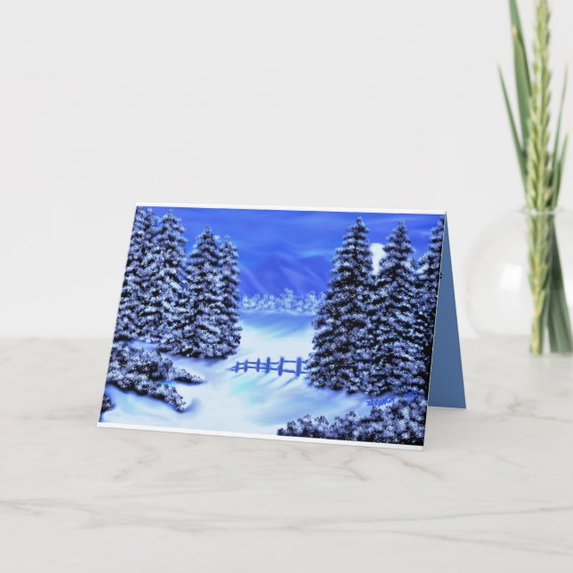 Sympathy card in blue mountain scene blue inside (Front)