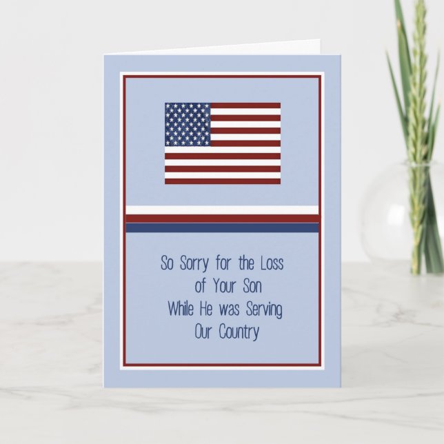 Sympathy Card Loss of Son While in Service USA (Front)