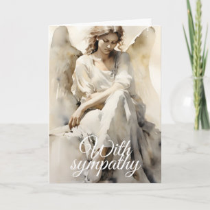 Sympathy Card with Angel Thinking of You Beige