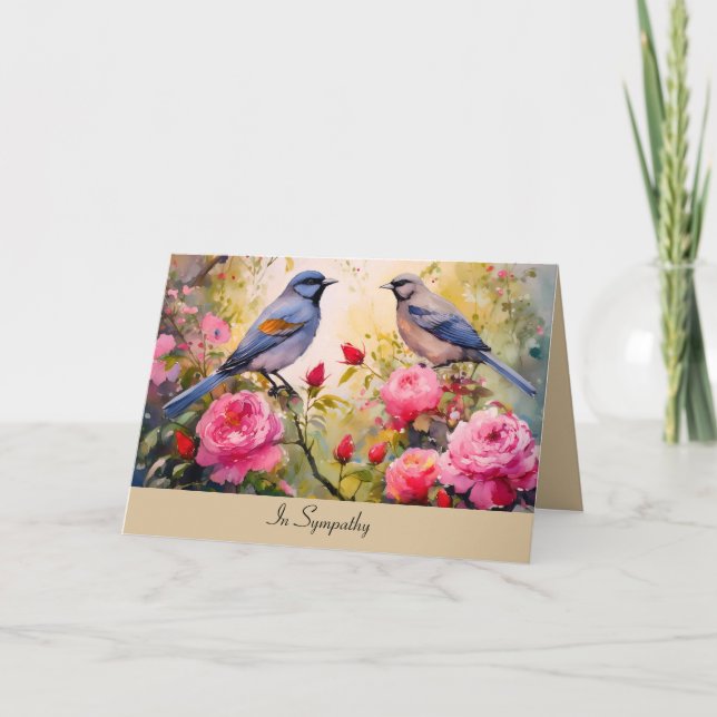 Sympathy Card with Birds and Roses (Front)