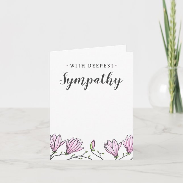 Sympathy cards with pink magnolia flowers (Front)