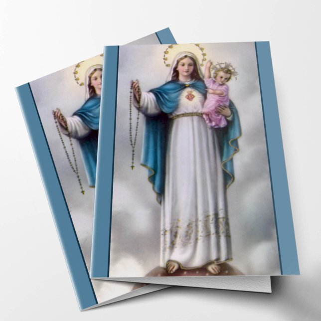 Sympathy Catholic Photo Funeral thank You Card (Mary 12 Stars Memorial Sympathy Funeral Thank You Card)