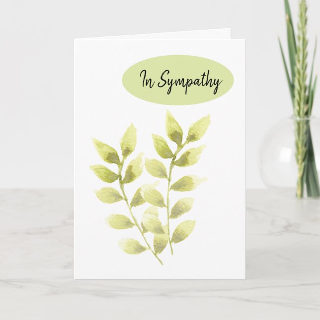 Sympathy Condolence Green Leaf Natural Greeting Card (Front)