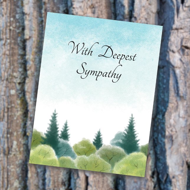Sympathy Condolence Watercolor Woodland Blue Sky Postcard (Creator Uploaded)