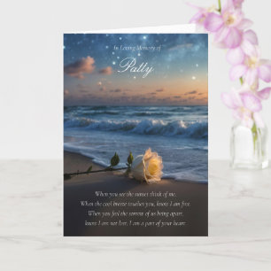 Sympathy Condolences Custom Name Rose on Beach Card