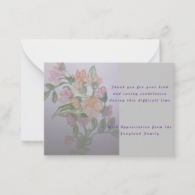 sympathy condolences poem thank you  card (Front)