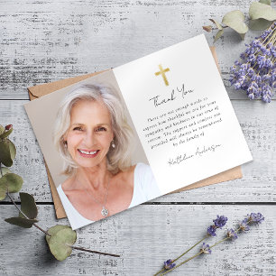 Sympathy Cross Photo Funeral  Thank You Card