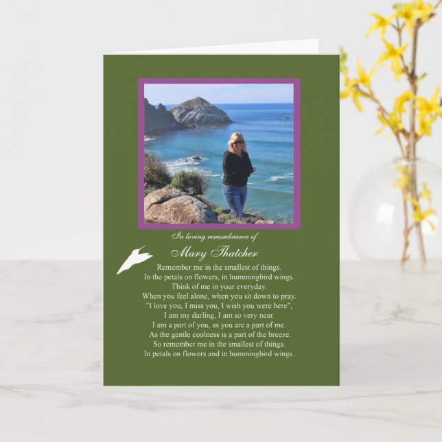 Sympathy Custom Photo Name Remembrance Tribute Card (Yellow Flower)