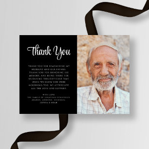 Sympathy Elegant Script Photo Funeral Thank You Card