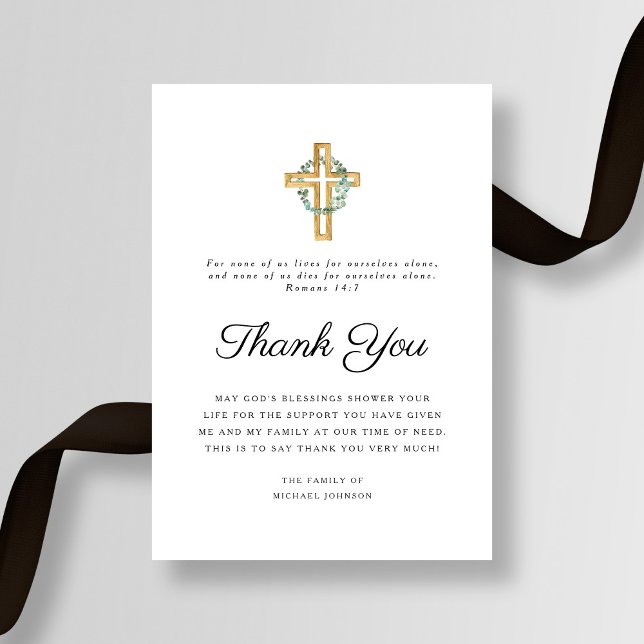 Sympathy Eucalyptus Cross Funeral Thank You Card (Sympathy Eucalyptus Cross Funeral Thank You Card)