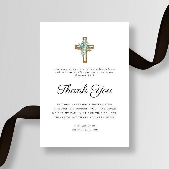 Sympathy Eucalyptus Cross Funeral Thank You Card (Sympathy Eucalyptus Cross Funeral Thank You Card)