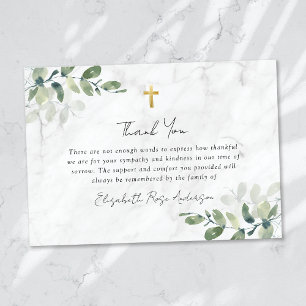 Sympathy Eucalyptus Cross Funeral Thank You Card