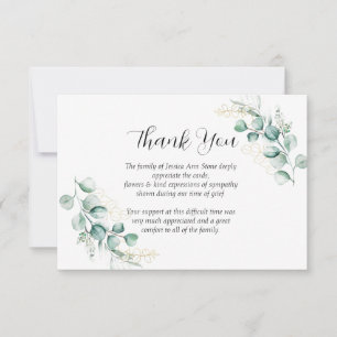 Sympathy Eucalyptus Floral Funeral Thank you  Invitation