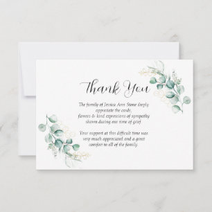 Sympathy Eucalyptus Floral Funeral Thank you  Invitation