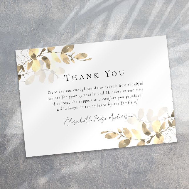 Sympathy Eucalyptus Funeral  Thank You Card (Creator Uploaded)