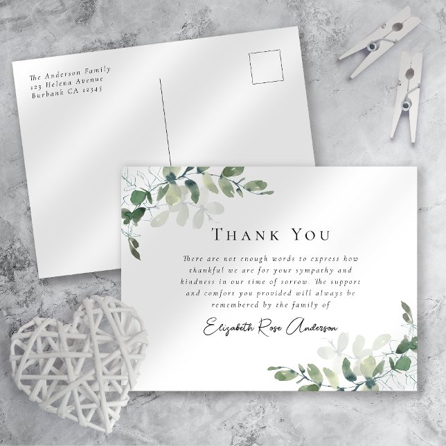 Sympathy Eucalyptus Funeral Thank You Card (Creator Uploaded)