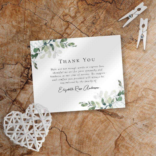 Sympathy Eucalyptus Funeral Thank You Card (Creator Uploaded)