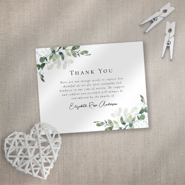 Sympathy Eucalyptus Funeral Thank You Card (Creator Uploaded)