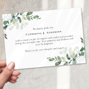Sympathy Eucalyptus Funeral  Thank You Card