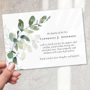 Sympathy Eucalyptus Funeral  Thank You Card